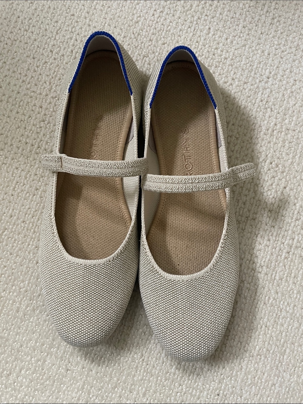 Rothy's Gold metallic ballet slippers size 8